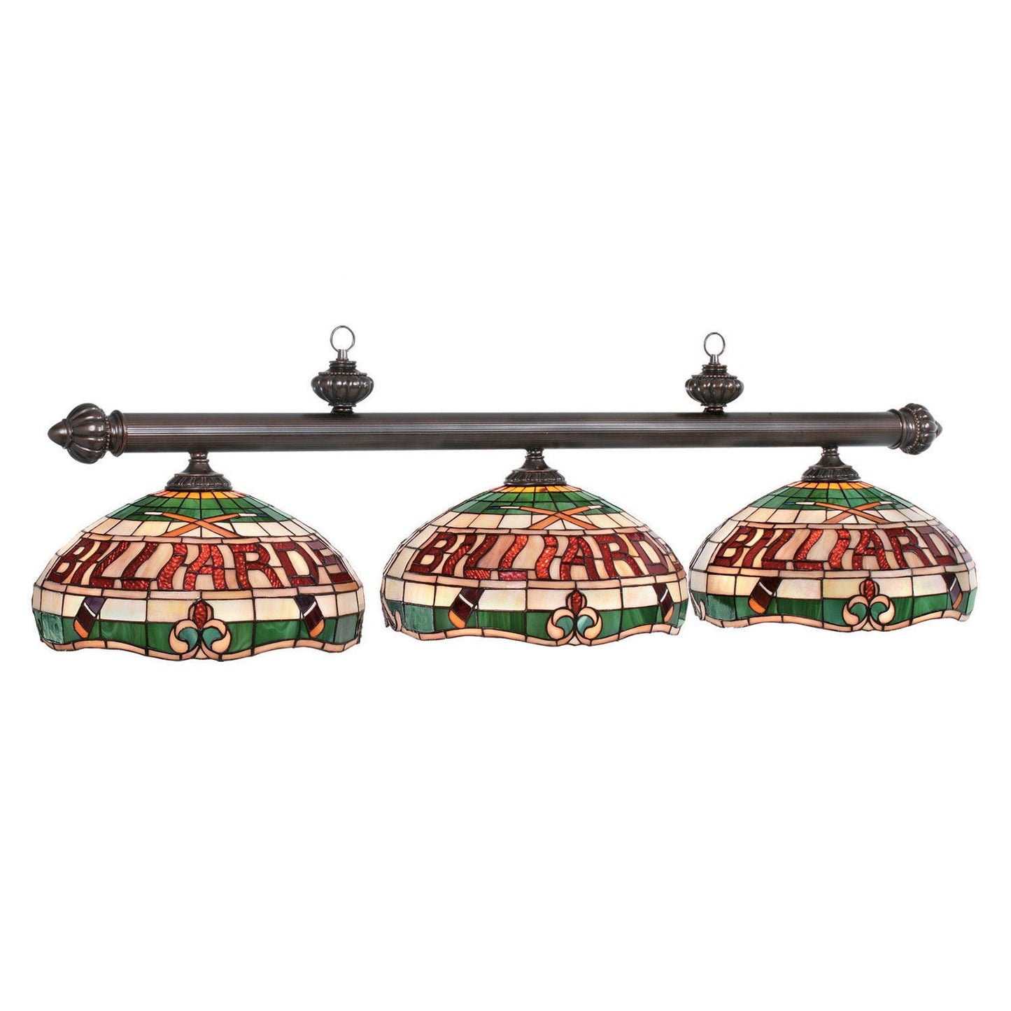 56-Inch 3-Shade BILLIARDS Stained Glass Billiard Fixture
