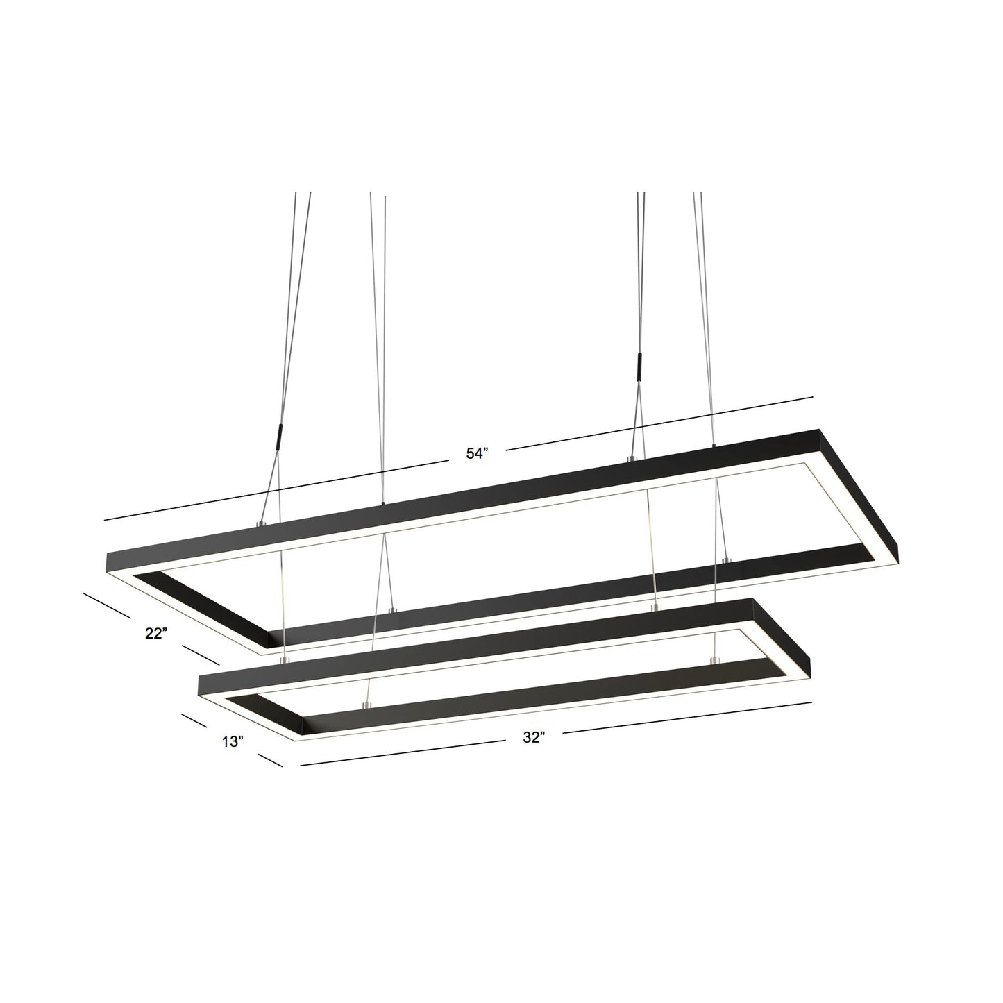 LEDGM-54 - 54" LED Double Rectangular Game Table Light Fixture