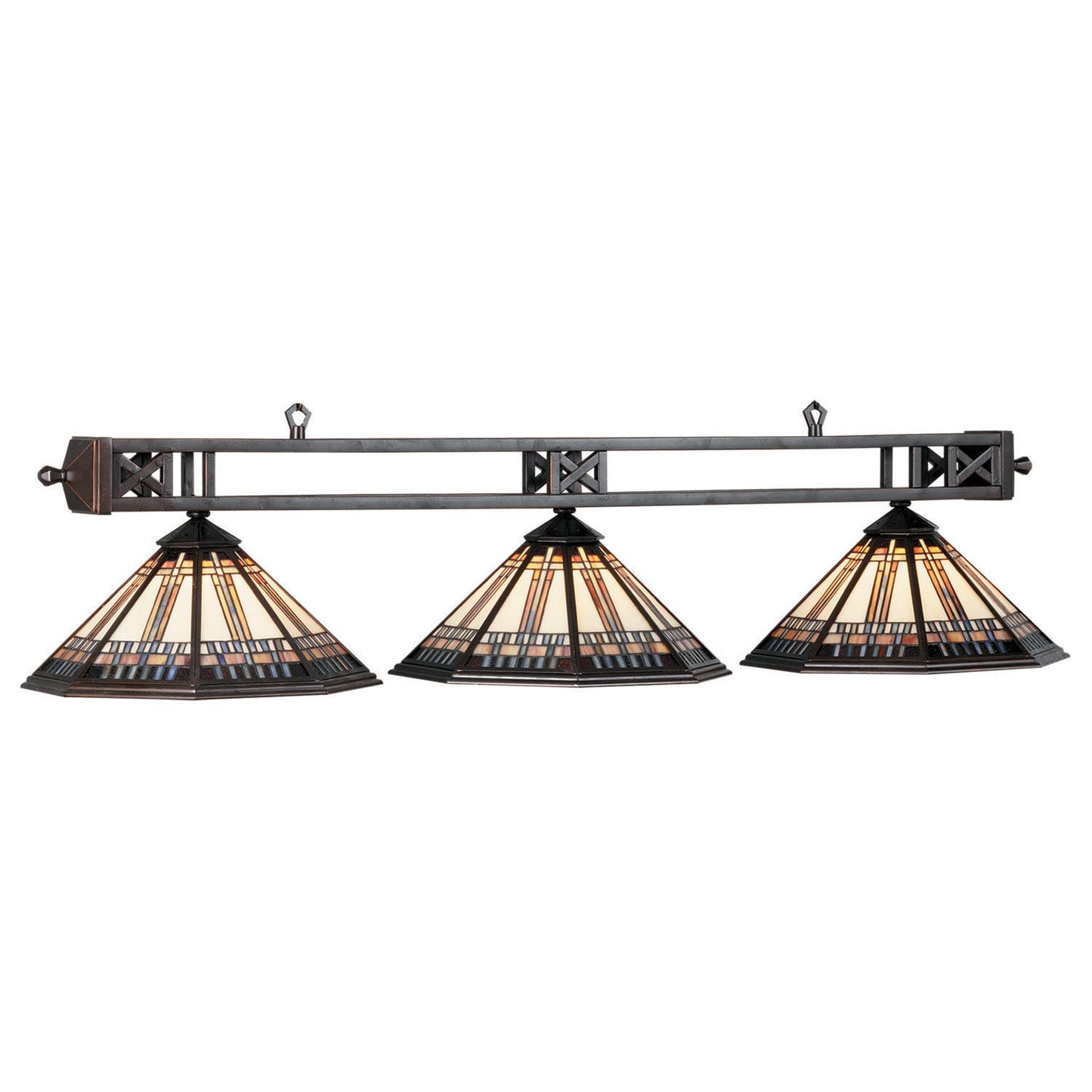 Winslow 3-Shade Stained Glass Billiards Fixture