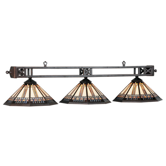 Winslow 3-Shade Stained Glass Billiards Fixture