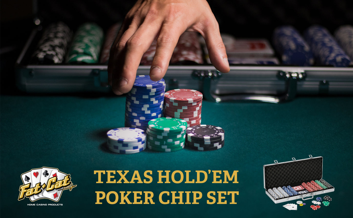 Fat Cat 500Ct Texas Hold'Em Poker Chip Set